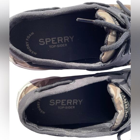 Sperry Men’s Black and Olive Camo Halyard 2-Eye Size 9.5 - Picture 6 of 8